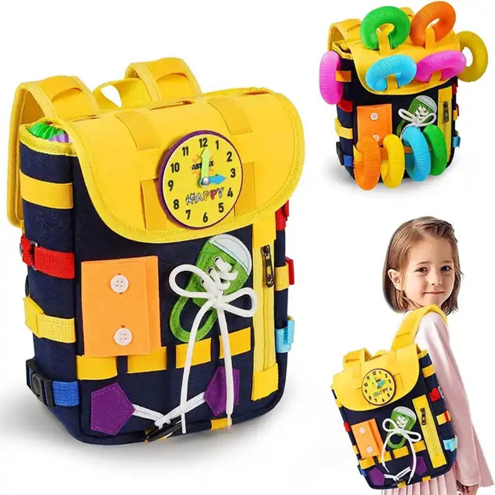 Busy Board Backpack With 10 pcs Pop Tubes Sensory Toys Toddler