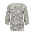 thumbnail image 4 of Vetsdori Juniors 3/4 Sleeve Tops Collared Holiday Pullover Dressy,Summer Round Neck T-shirts for Woman Fashion, 4 of 5