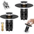 thumbnail image 2 of Bathroom Sink Stopper, Metal Pop-Up Sink Drain Strainer with Removable Stainless Steel Filter Basket, Universal Bathroom Hair Catcher Fit for 1.1-2.36'' Drain (Black, 2 Pack), 2 of 7