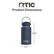 RTIC 16 oz Ceramic Lined Insulated Outback Water Bottle, Leak Resistant, Navy