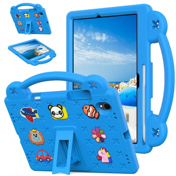 Dteck Kids Case for Samsung Galaxy Tab S11 11 inch SM-X730 / X736B 2025,Shockproof EVA PC Kickstand Case Handle DIY Customizable Back Design Cover, Skyblue