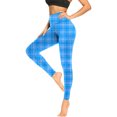 thumbnail image 4 of successthop Athletic Leggings for Women High Waisted Gradient Plaid Stretchy Athletic Yoga Pants High Waisted Butt Lifting Leggings Tights Casual Slim Sports Trousers Blue XL, 4 of 6