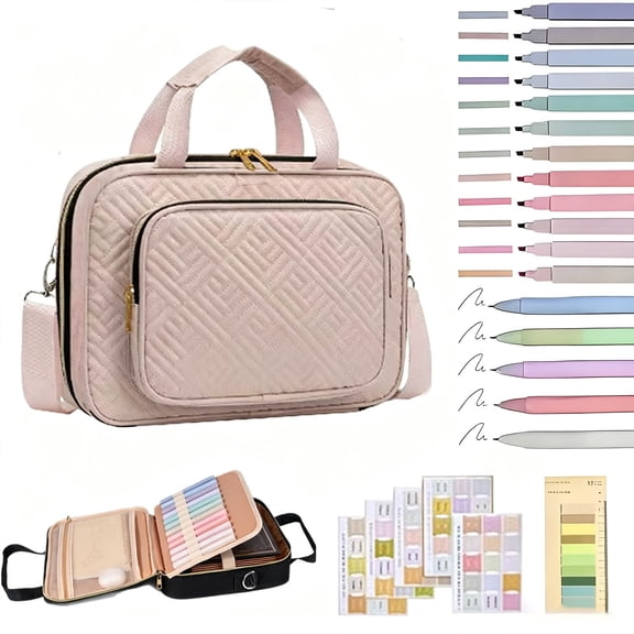 Liwantech Bible Cover Case for Women Quilted, Large Bible Bag w/Shoulder Strap, Bible Study Supplies Journaling Kit Pink Book Carrying Case with Accessories, Christian Gifts for Women Mom Teacher