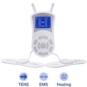 Easy@Home 3-in-1 TENS Unit & EMS Muscle Stimulator with Heat – Rechargeable, Adjustable Intensities, Pain Relief for Back, Neck & Shoulders (EHE018)