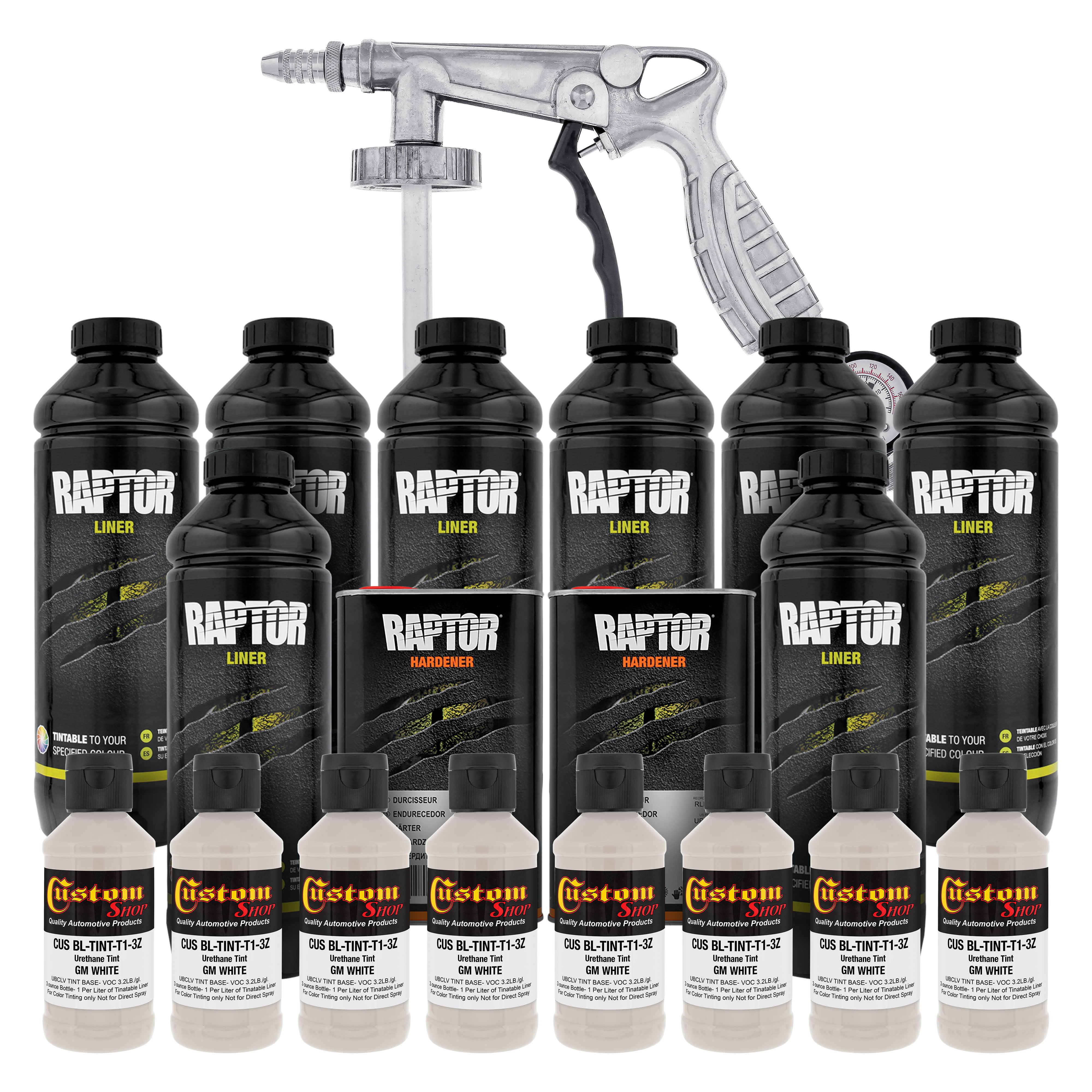 Raptor GM White Urethane Spray-On Truck Bed Liner Spray Gun, 4 Liters