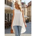 thumbnail image 2 of DARING DIVA Women's High Low Sleeveless Crewneck Asymmetrical Blouse M White, 2 of 8