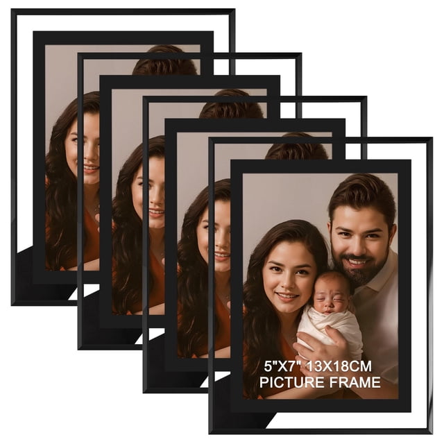 Set de 4 marcos IZIDDO de cristal negro para fotos de 5 x 7 pulgadas