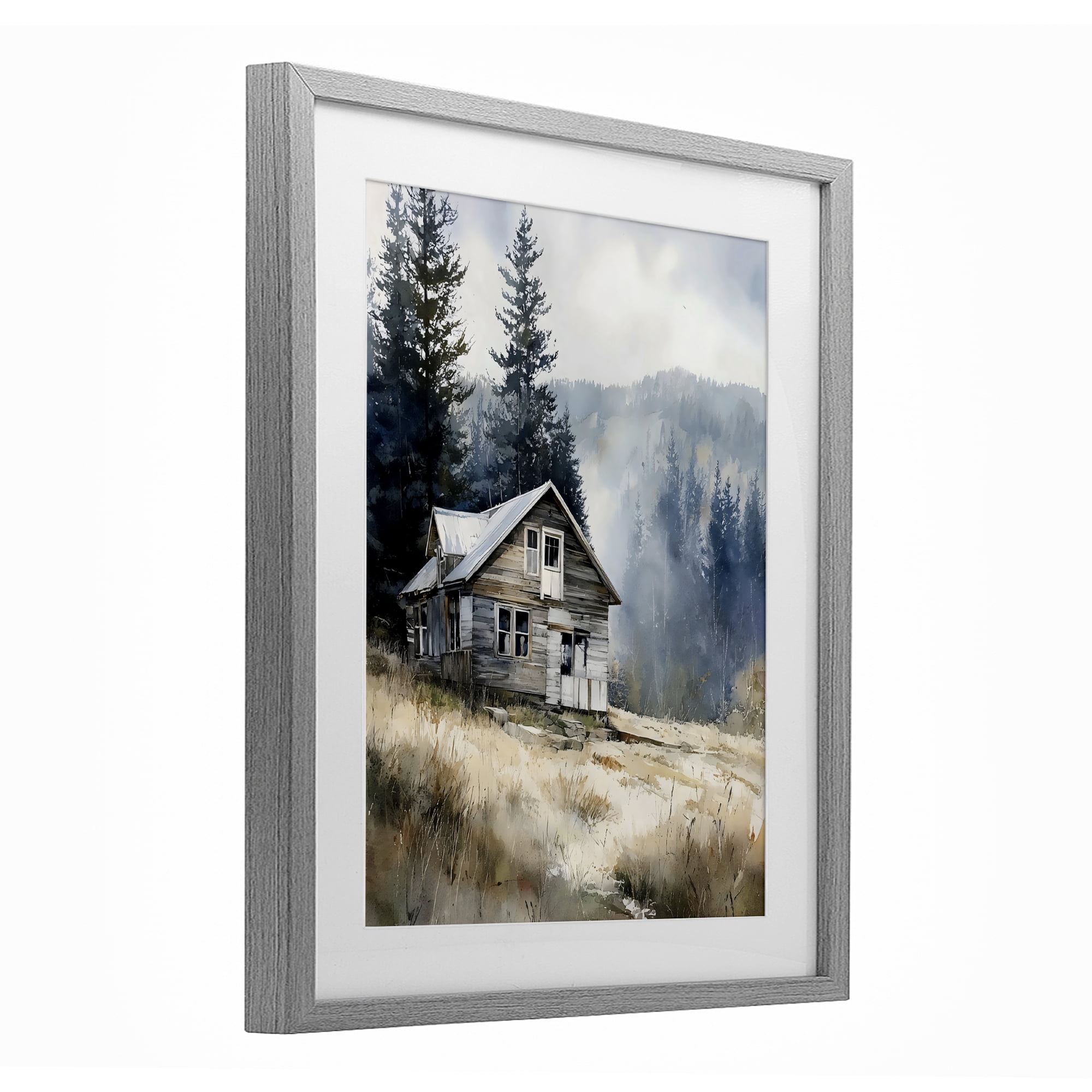 Stupell Industries Old Mountain House Gray Framed Print Under Glass, design by Franklyn Gregory
