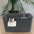 thumbnail image 4 of Gloreen 4-Pack Large Cat Litter Box with High Sides, Plastic Open Top Cat Litter Box, Grey, 4 of 7