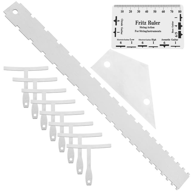 12pcs Guitar Luthier Tools Guitar Radius Gauge String Action Ruler Straight Edges Ruler Fret Rocker Set