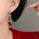 thumbnail image 5 of 2025 Chinese New Year Snake Earrings,Cubic Zirconia Red Pearl Stud Earrings, 5 of 5