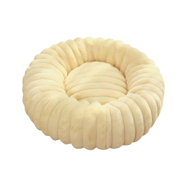 Cama relajante para perros con base antideslizante, redonda y de felpa, para gatos, perros pequeños y gatitos. Beige 40cm