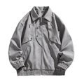 thumbnail image 6 of Zpzdpjkx Mens PU Leather Bomber Jacket Lapel Collar Multi Zipper Pockets Soft Texture Daily Street Fashion Casual Lightweight City Skate Vacation Jackets for Men, 6 of 6