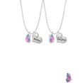 thumbnail image 2 of Delight Jewelry Silvertone Translucent Hot Pink & Blue Flying Butterfly Mother & Daughter Heart Necklaces (Set of 2), 19"+2", 2 of 4