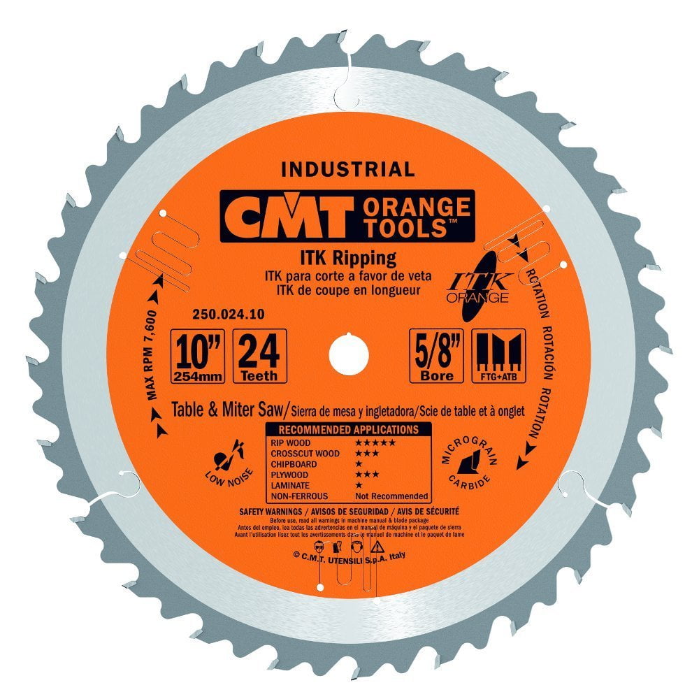 250.024.10 ITK Industrial Rip Saw Blade, 10Inch x 24 Teeth 1FTG+2ATB