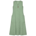 thumbnail image 5 of ClodeEU Women's Summer V Neck Sleeveless Tiered Midi Dress, Loose Fit Casual Flowy Sundress with Pockets Green,Women's Plus S, 5 of 8