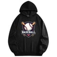 thumbnail image 3 of Men's Pocket Graphic Hooded Pullover, Baseball Championship Logo with Bat And Ball Design, Sizes S-2XL, 3 of 8
