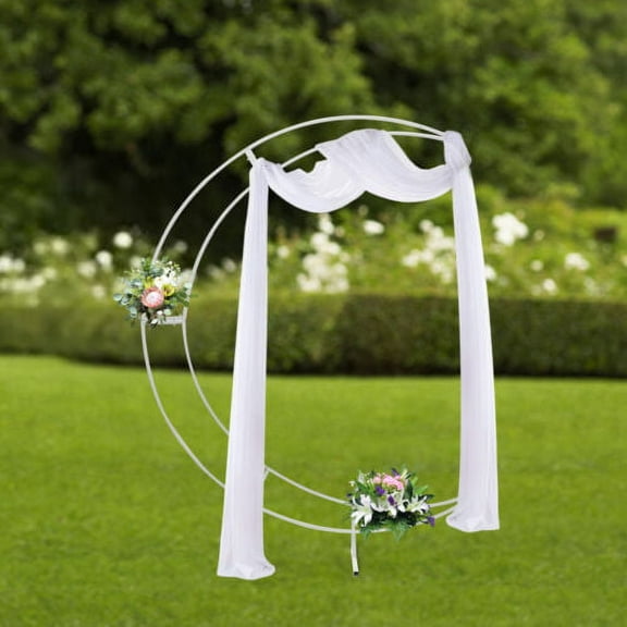 7ft Crescent Moon Wedding Arch Stand Curved Flower Balloon Frame White Metal