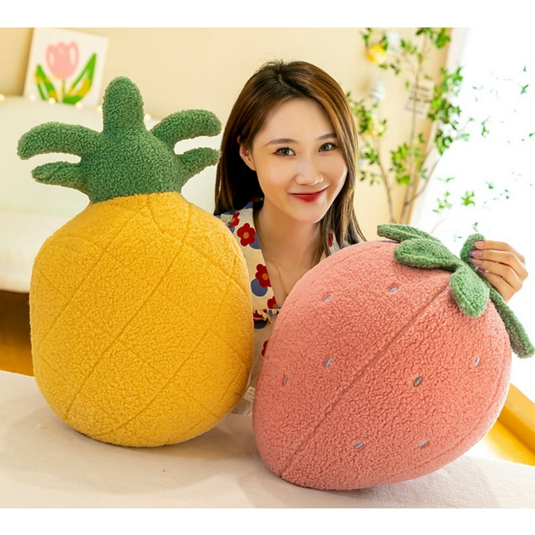 EUBUY Simulated Fruit Plush Toys Filled Soft Strawberry Pineapple Orange Cushion Pillow Home Sofa Decoration Plush Pillow