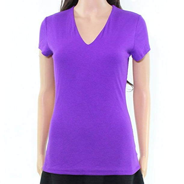 Unknown - INC Vivid Women's Large V Neck Ribbed Tee T-Shirt Purple L ...