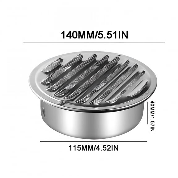 HIBIBUD Upgraded Stainless Steel Soffit Vents 5 Inch,Power Round Vent Cover with Screen Mesh,Louver Air Vent Hood for Wall,Ceiling Mount,Bathroom,Garage,Attic Ventilation,Silver D