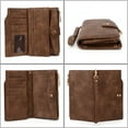 thumbnail image 3 of UTO Wallets for Women Vegan Leather RFID Blocking Trifold Purse Card Holder Ladies Clutch Phone Wristlet(Brown Retro), 3 of 7