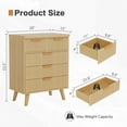 thumbnail image 4 of iooHug Natural Wood 5-Drawer Chest, Modern Vertical Dresser with Wave Pattern & Metal Handles for Bedroom, Closet, Small Spaces, 4 of 8