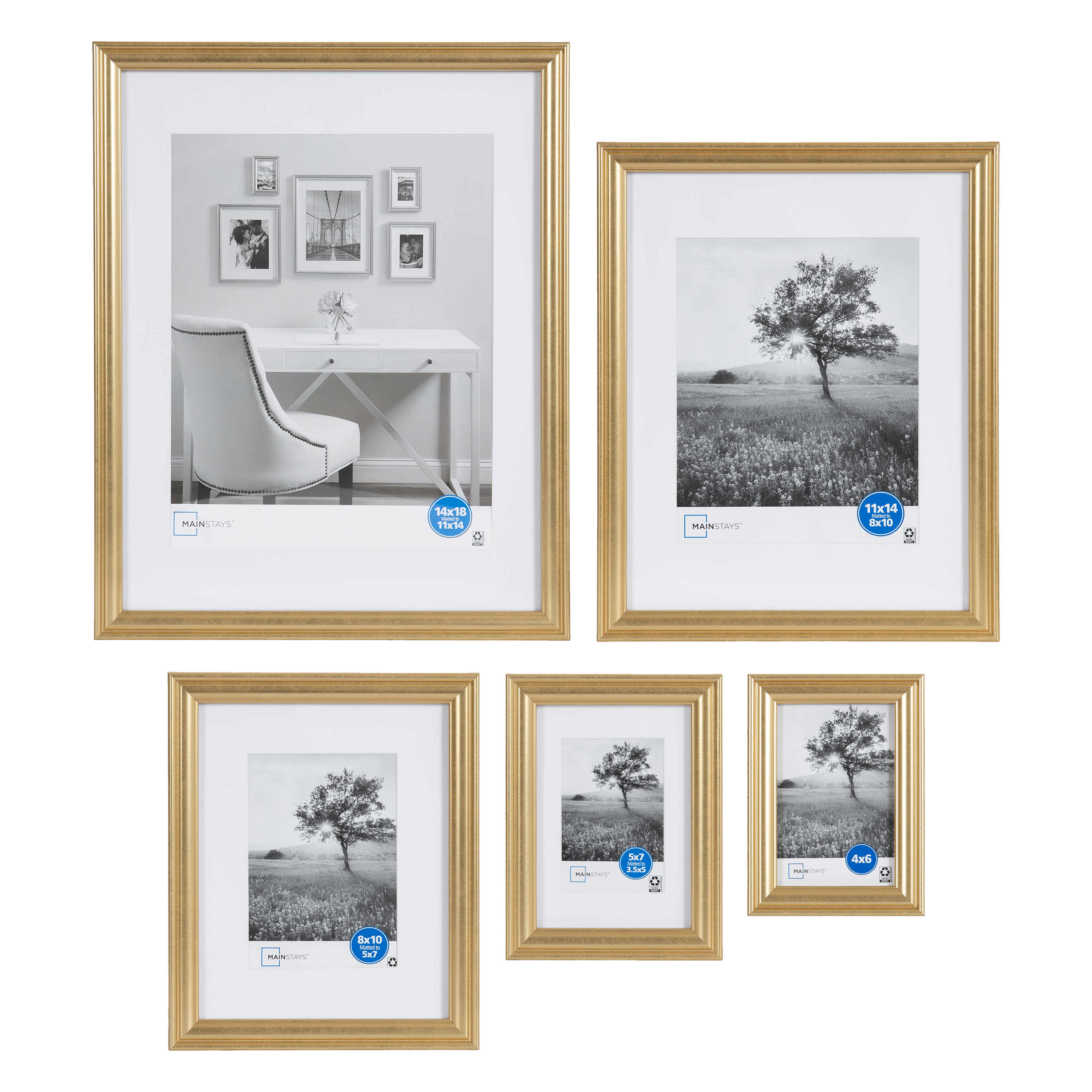 Mainstays Picture Frames 4x6, Set of 2, Gold photo 8