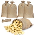thumbnail image 1 of Paquete de 5 sacos de arpillera, bolsas de arpillera de yute natural de 35,4 x 23,6 pulgadas, con cuerda de yute de 3,28 pies, bolsa de patatas reutilizable para cebolla de patata, saco de arpill, 1 of 4