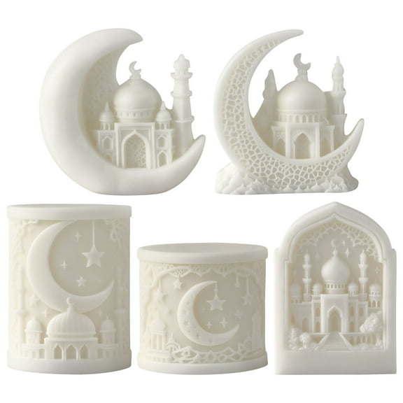JDH 2PCS Moon Silicone Mold Moon Castle Cylindrical Candle Silicone Mold for Making Candle, Resin, Aromatherapy Candles, Handmade Wax Soap, Home Decor, Plaster Ornament