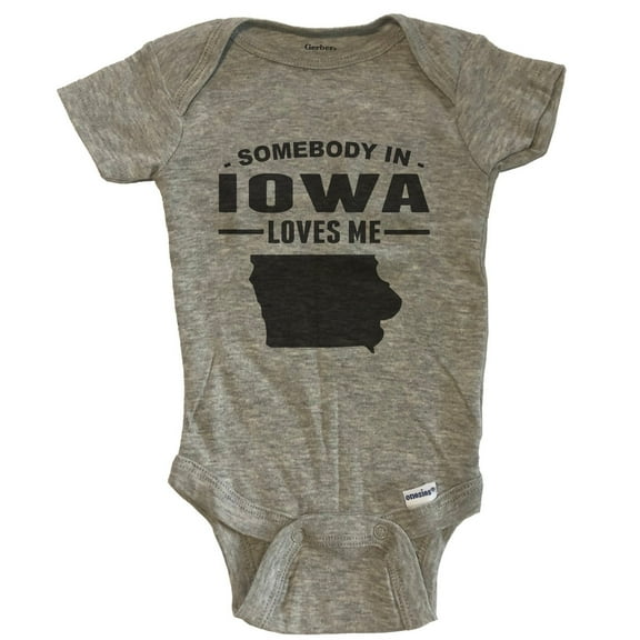 Somebody In Iowa Loves Me Baby Bodysuit - Iowa Baby Bodysuit - Grey