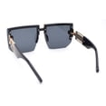 thumbnail image 4 of Womens Luxury Rimless Jewel Rectangle Designer Mafia Fashion Sunglasses All Black, 4 of 4