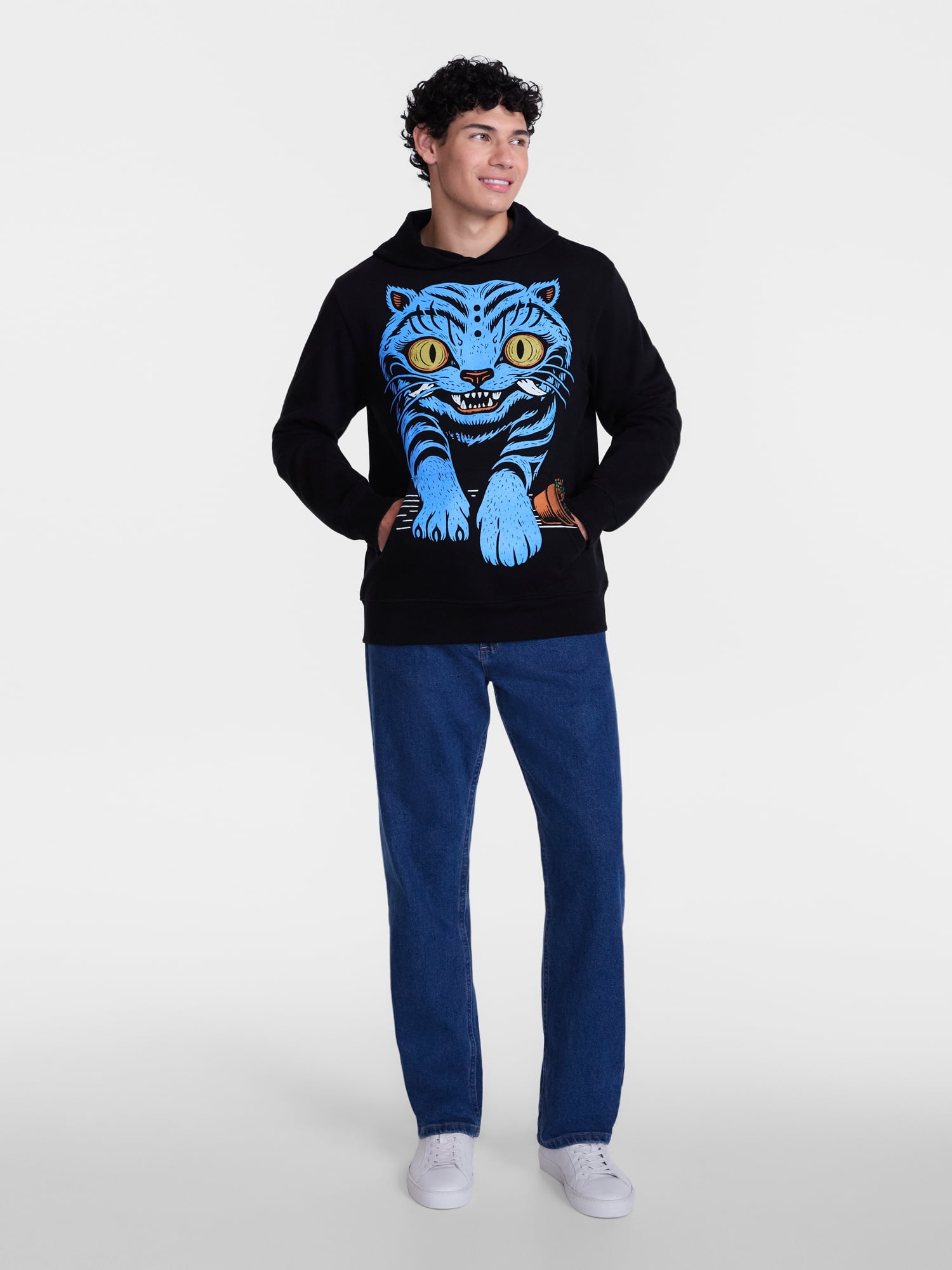KPop Demon Hunters Men's and Big Men's Derpy Cat Hoodie Sweatshirt, Sizes XS-5XL