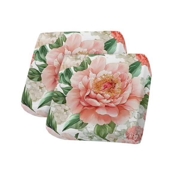 Pink Peony Blossom Sofa Couch Cushion Covers Washable, Removable Stretchable Sectional Couch Covers,Spring Botanical Floral Watercolor Slipcovers for L & T Shape Sofa Furniture Protector S Size 2 pcs