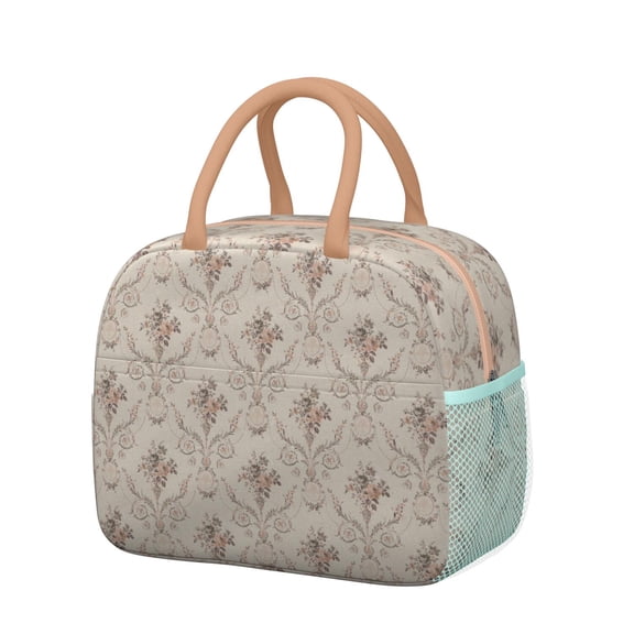 Lunch Bag Lunch Box for Women Reusable Insulated Lunch Cooler Bags,Large Capacity for Work Travel Picnic,Water-Resistant Beige American Pastoral Lunch Tote Bag Gifts for Woman Mom Beige