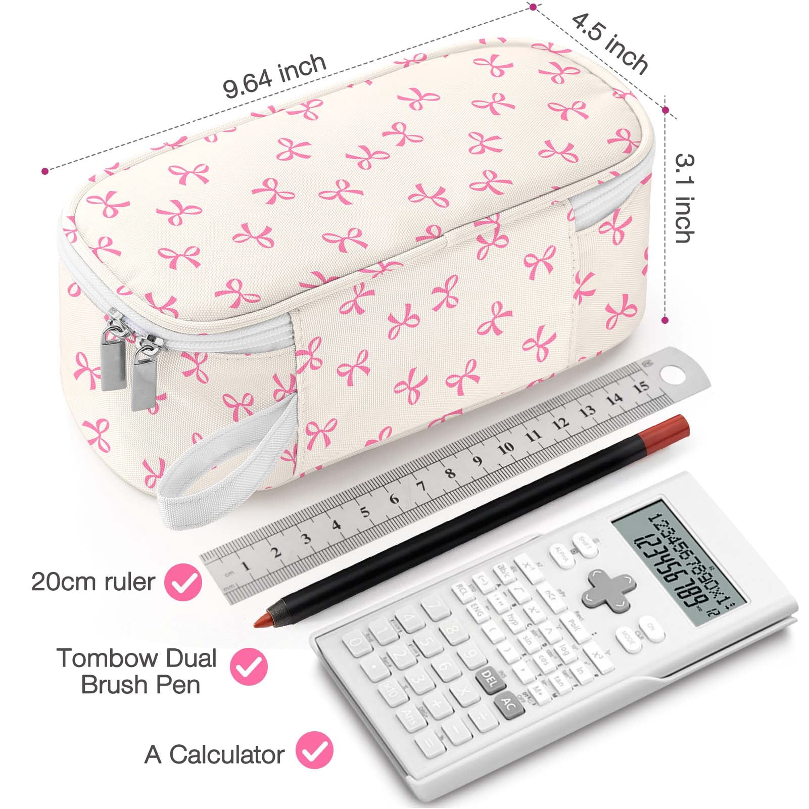 Livhil Large Pencil Pouch, Pencil Case for Girls Boys, Pencil Bag Pencil Boxes for Kids Elementary School Supplies, Bow