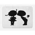 thumbnail image 1 of Romantic Bath Mat, Silhouettes of a Boy Holding a Flower Trying to Kiss a Girl, Plush Bathroom Decor Mat with Non Slip Backing, 29.5" X 17.5", Charcoal Grey and White, by Ambesonne, 1 of 2
