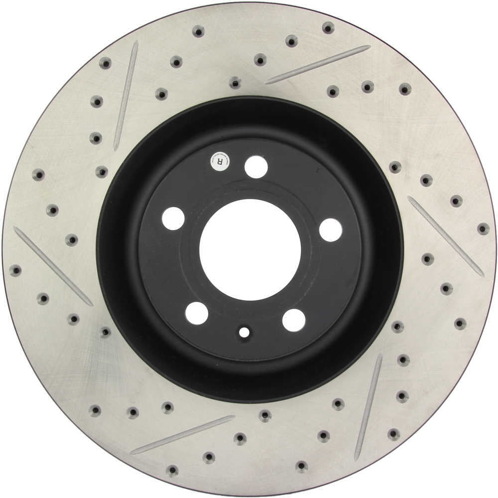 StopTech 127.33087R Sport Drilled & Slotted Brake Rotor; Front Right, European style brake pad