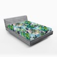 thumbnail image 2 of Ambesonne Hawaii Vibes Fitted Sheet, Aloha Themed Palm Art, Queen Size, Seafoam Fern Green Dusk, 2 of 5