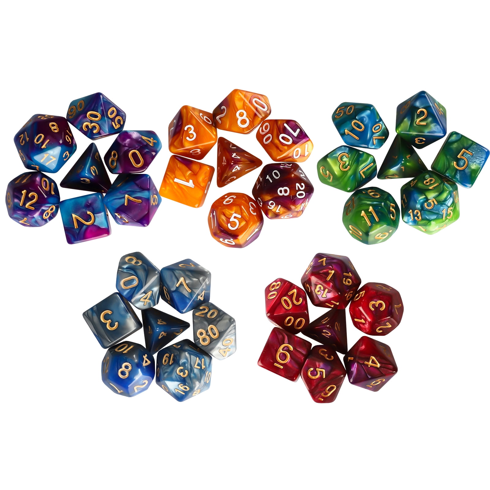 Lot of 42 DnD Dungeons And Dragons Polished Game Dice Double Colors Families 