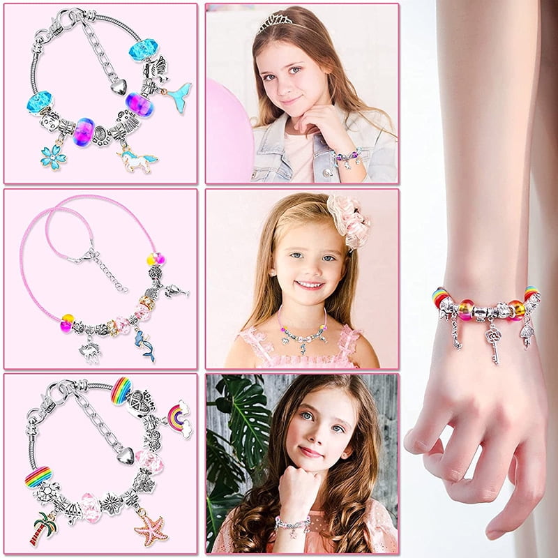 Charm Bracelet Making Kit - DIY Jewelry Making Kit - Friendship Bracelet Kit  - Handmade Jewelry Sets - Set Jewelry for Girls Teens Age 8-12 - Arts and  Crafts Bead Kit for Girls (BlueSet)