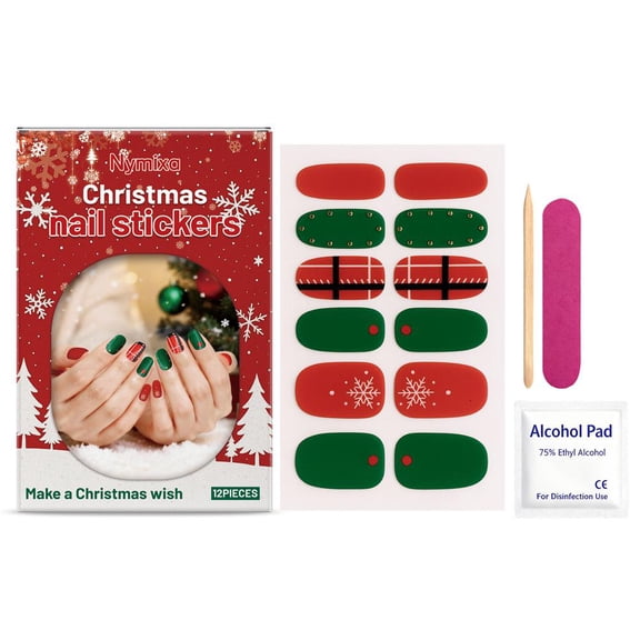 Christmas soft gel nail stickers Reusable Holiday Stick on Nail for Women Q