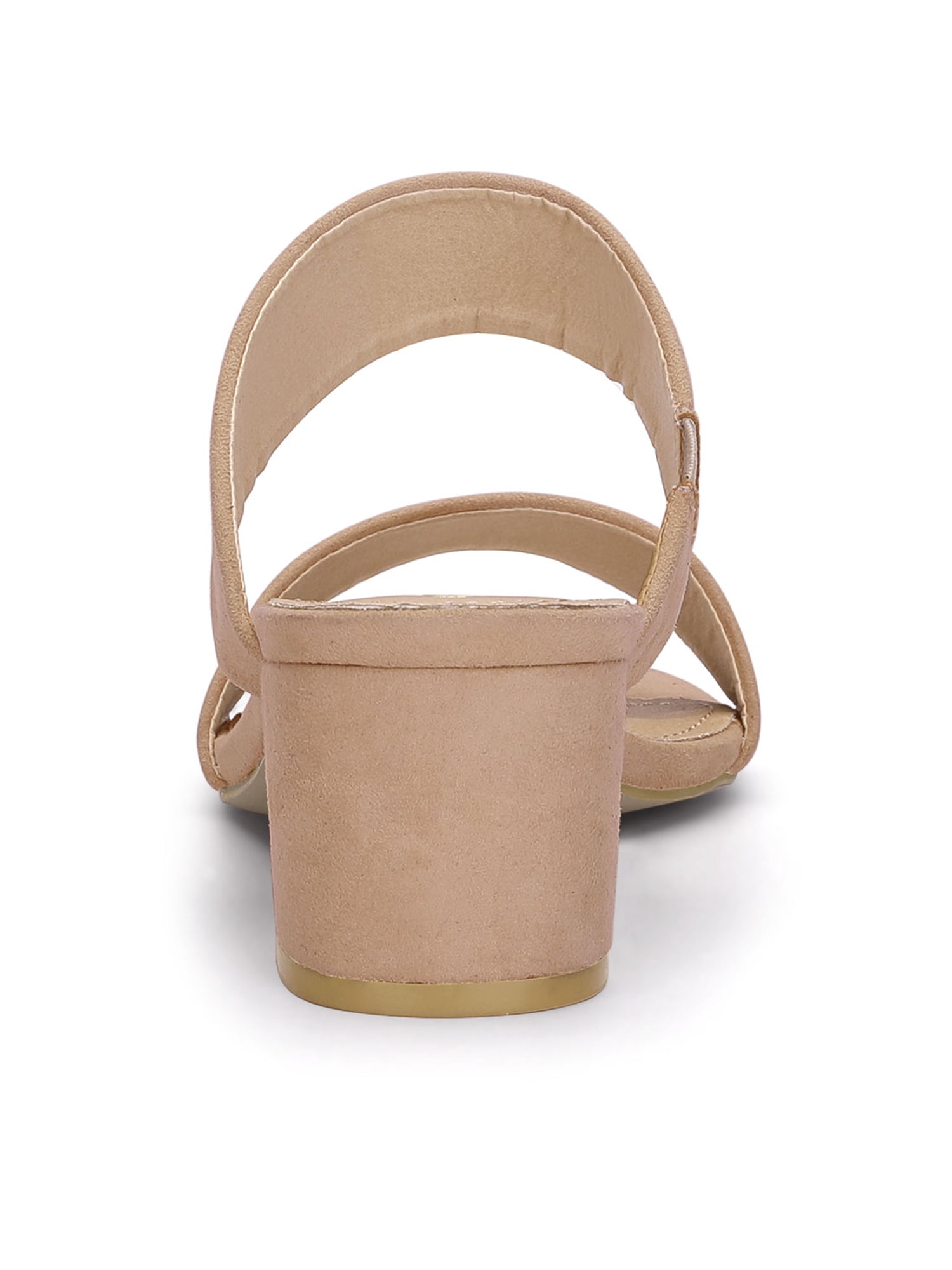 DARING DIVA Stylish Women's Block Heel Dual Straps Slide Sandals 6 Nude
