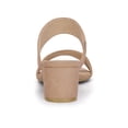 thumbnail image 2 of BLISSFUL STEP Women's Shoes Dual Straps Mid Chunky Heel Slide Sandals Nude 6, 2 of 7