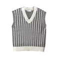 thumbnail image 1 of Chandail Sans Manches Col en V Ample pour Hommes Chandail Rayé Tricoté Décontracté Confortable Léger, 1 of 8