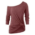 thumbnail image 4 of Pincandy Women's Lace Gothic Tops 2 in 1 Long Sleeve One Shoulder Tops for Women Knit Twist Top Crewneck Sweater, 4 of 5