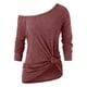 thumbnail image 4 of Pntutb Mujeres Sexy Color sólido Manga larga Cuello torcido Nudo Camiseta con encaje floral Dos piezas Traje tops Blusa Pntutb Pntutb-5951, 4 of 5