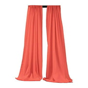New Creations Fabric & Foam Inc, 2 Panels 5 Feet Wide Polyester Seamless Backdrop Drape Curtain Panel - (Coral, 2 Panels 5 Ft Wide x 15 Ft High)