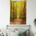 thumbnail image 4 of Fall Tapestry, Pathway in Autumn Forest with Faded Seasonal Leaves Dramatic Romantic Season Scene, Wall Hanging for Bedroom Living Room Dorm Decor, 40W X 60L Inches, Yellow Brown, by Ambesonne, 4 of 5