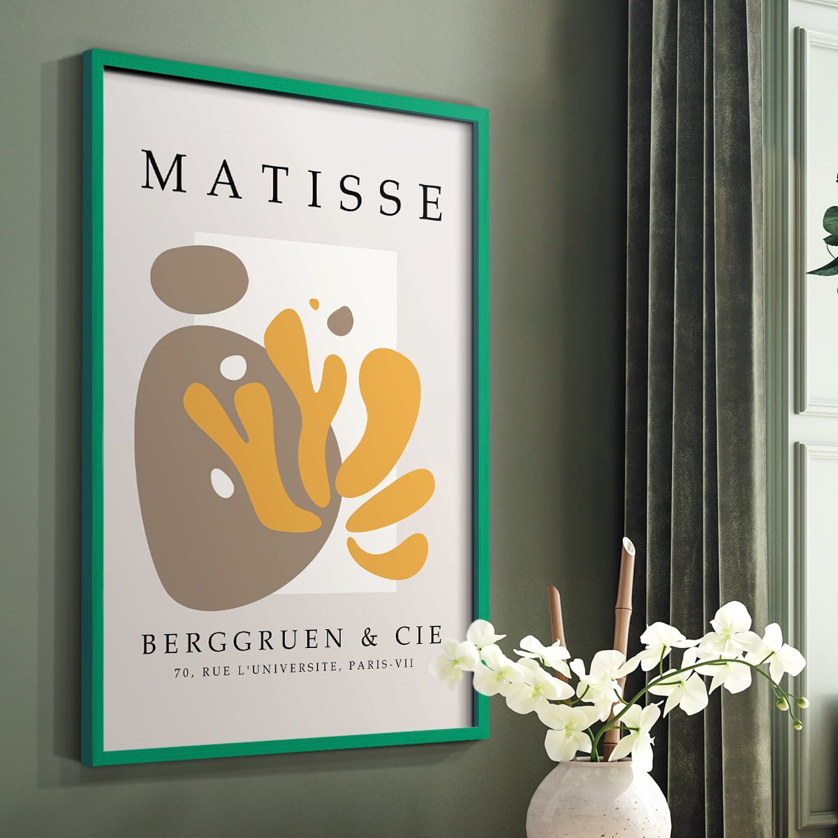 Matisse CDLXXVII in Green Solid Wood Framed Print No Nail Hanging